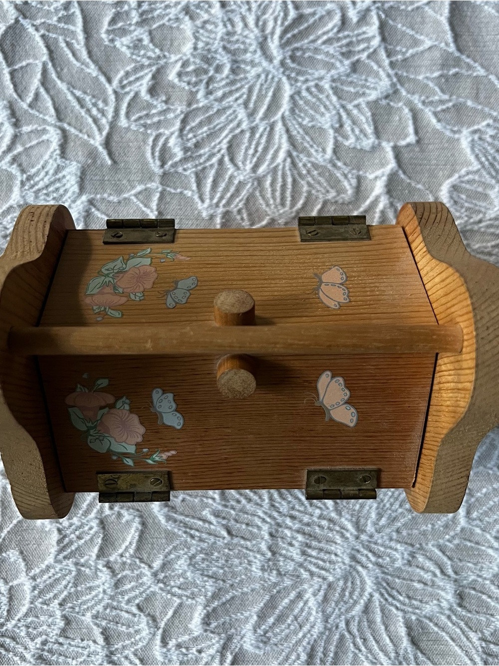 Vintage Wooden chest w/ Pink Floral Accents